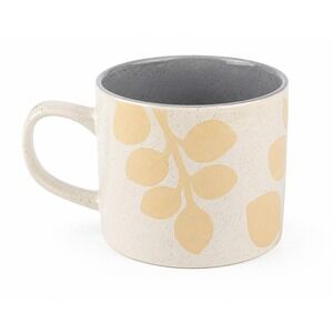 Boston Warehouse Leaf & Bean Stoneware Coffee Mug Cream Speckled Leaf 12 Oz